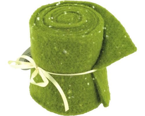 Grüne Filzrolle mit weißen Sprenkeln und Schleife