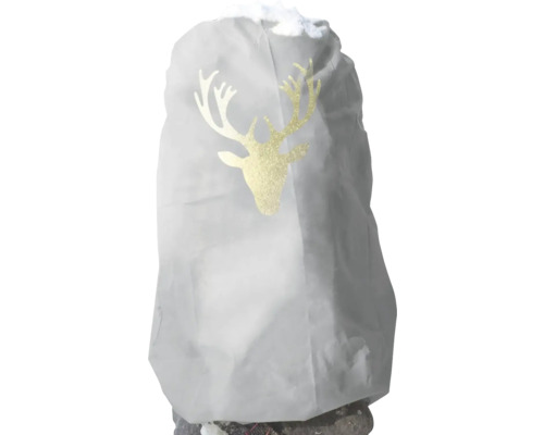 Winterschutz videx Vlieshaube Hirsch Metallic Silber 110 cm x 110 cm, Materialstärke 50 g/m² Pflanzenschutzhülle mit Hirschmotiv zum Schutz von Pflanzen vor Kälte und Frost.