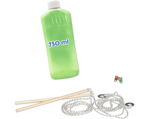 Seifenblasen-Set mit 750 ml Flüssigkeit, Griffen und Schnur