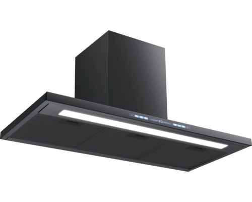 Schwarze Dunstabzugshaube mit Beleuchtung
