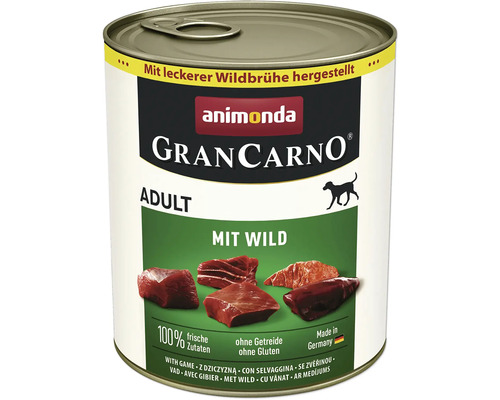 Hundefutter nass animonda Gran Carno Adult mit Wild 800 g Animonda GranCarno Adult Hundefutter mit Wild in Konservendose