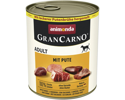 Hundefutter nass animonda Gran Carno Adult mit Pute 800 g Animonda Gran Carno Adult Hundefutter mit Truthahn in Dose