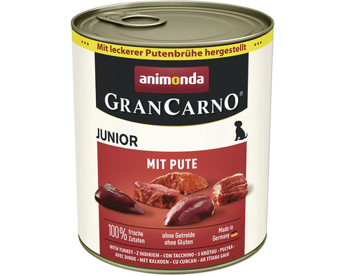 Hundefutter nass animonda Gran Carno Junior mit Pute 800 g Animonda Gran Carno Junior Hundefutter mit Truthahn in Dose
