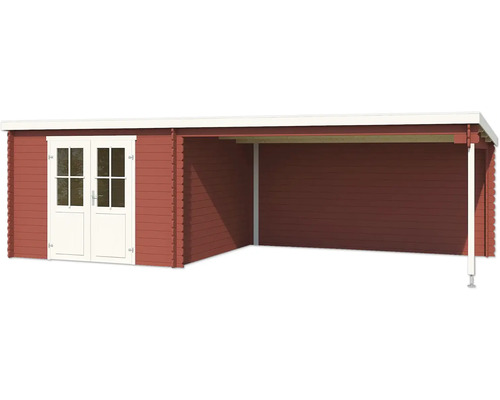 Holzgartenhaus mit Doppeltür und Carport