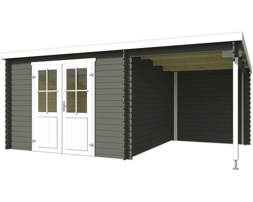 Gartenhaus mit Doppeltür und Vordach aus Holz