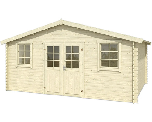 Holzgartenhaus mit Doppeltür und Fenstern