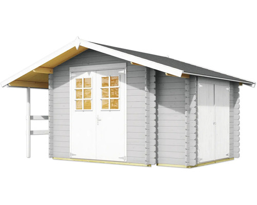 Gartenhaus aus Holz mit Doppeltür und Vordach