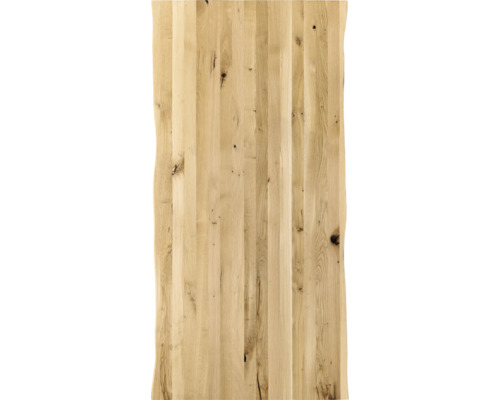 Tischplatte Eiche Vintage geölt mit durchgehenden Massivholzlamellen und Baumkante 2000 x 800 x 26 mm Massivholzplatte aus Eiche mit Baumkante