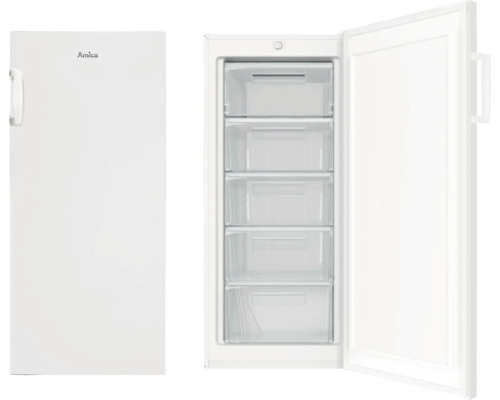 Gefrierschrank Amica GS 321 120 W BxHxT 54 x 125,9 x 55 cm Freistehender Amica Gefrierschrank mit fünf Schubladen, teilweise geöffnet.