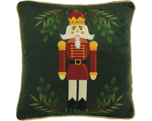 Kissen mit Nussknacker Motiv und Blätter Design