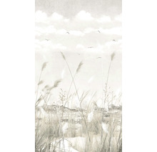 Tapete mit Gräsern, Himmel und Vögeln