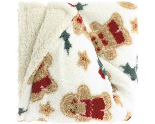 Weiche Kuscheldecke mit Lebkuchenmann- und Sternmotiven