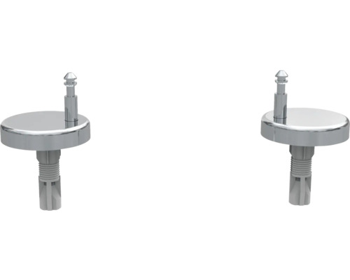 Zwei Toilettendeckelbefestigungen aus Metall