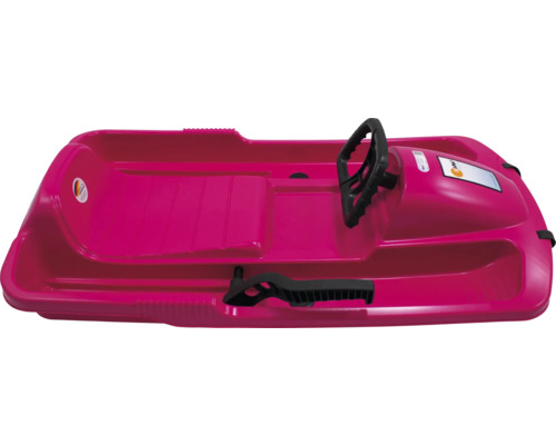 Pinker Rodelschlitten mit Lenkrad und Bremse für Kinder