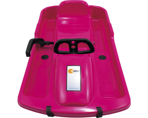 Pinker Rodelschlitten mit Lenkrad und Haltegriff