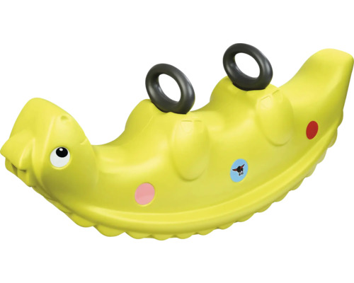 Gelbes Schaukeltier mit Haltegriffen für Kinder