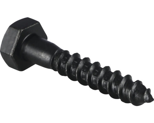 Schwarze Holzschraube mit Sechskantkopf