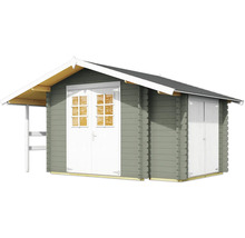 Gartenhaus aus Holz mit Doppeltür und Anbau