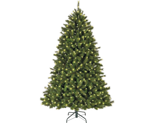 künstlicher LED Weihnachtsbaum Tannenbaum Everlands Malmö Ø 157 cm H 240 cm Geschmückter künstlicher Weihnachtsbaum mit Lichtern auf einem Ständer