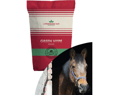 Pferdeweide GreenHype Kräuterzusatz 1 kg / 300 m² L Stroetmann Saat Green Hype Grünland Saatgutpackung mit Pferdebild