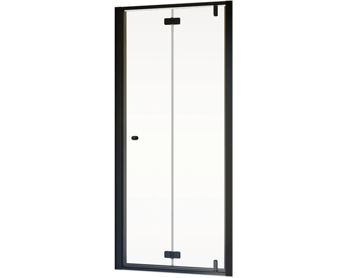 Duschabtrennung mit schwarzem Rahmen und Klarglas