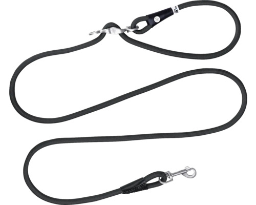 Schwarze Hundeleine aus Seil mit Karabinerhaken und Handschlaufe
