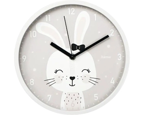 Wanduhr Kinder Analog Maui Hase geräuschlos grau Ø 25 cm