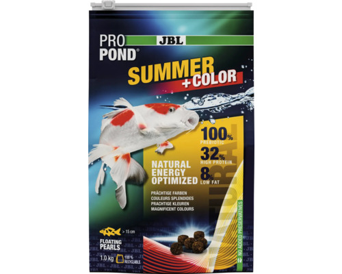 Teichfischfutter JBL PRO POND PP SUMMER + COLOR 1,0 kg Farbfutter JBL ProPond Summer plus Color Koifutter im Beutel