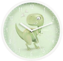 Analoge Kinderwanduhr mit Dinosaurier-Motiv