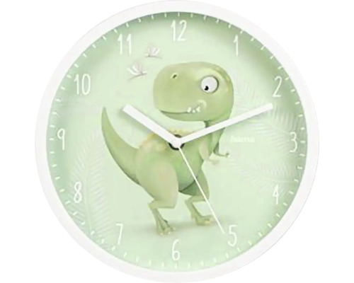 Wanduhr Kinder Analog Cebu Dino geräuschlos mintgrün Ø 25 cm