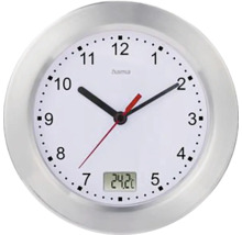 Badezimmeruhr Analog Mauritius mit Thermometer und Saugnapf geräuschlos silber Ø 17 cm