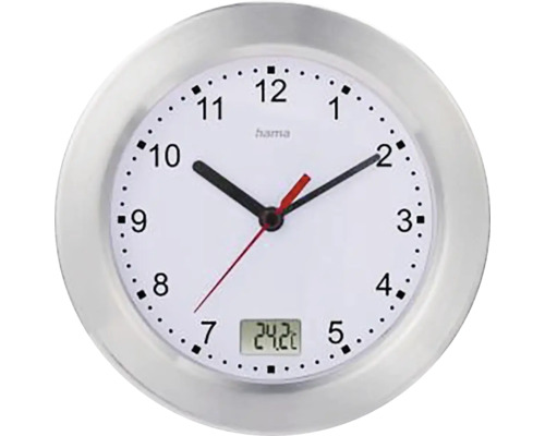 Badezimmeruhr Analog Mauritius mit Thermometer und Saugnapf geräuschlos silber Ø 17 cm Badezimmeruhr Analog Mauritius mit Thermometer und Saugnapf geräuschlos silber Ø 17 cm