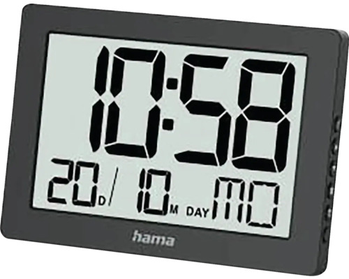 Wanduhr Digital Ko Tao mit Datumanzeige und Standfuß schwarz 16x11 cm