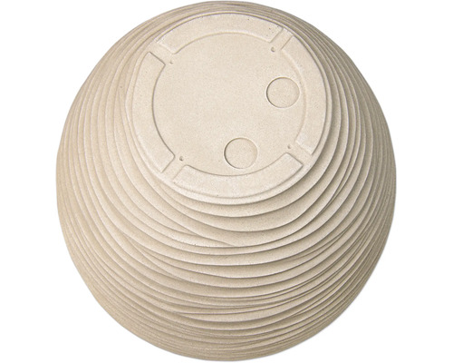 Runder Pflanztopf mit gerippter Oberfläche.