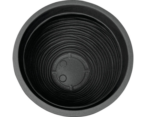 Innenansicht eines runden Pflanzgefäßes aus Kunststoff