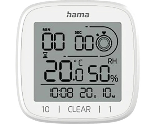 Badezimmeruhr Digital Zypern mit Thermometer und Saugnapf 11x11 cm
