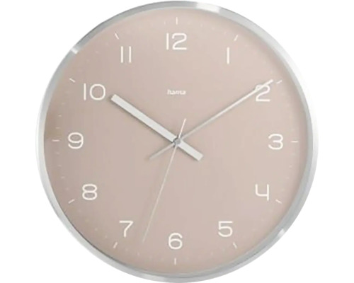 Funkwanduhr Analog Fidschi geräuschlos silber rosa Ø 30 cm