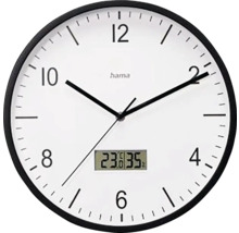Funkwanduhr Analog Lanzarote mit Thermometer geräuschlos schwarz weiß Ø 35 cm