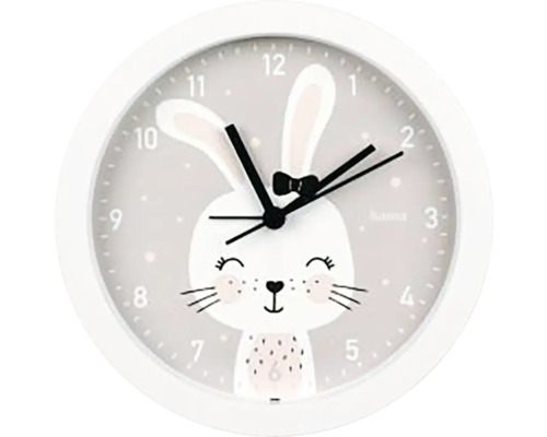 Tischuhr mit Wecker Kinder Analog Maui Hase geräuschlos grau Ø 16 cm