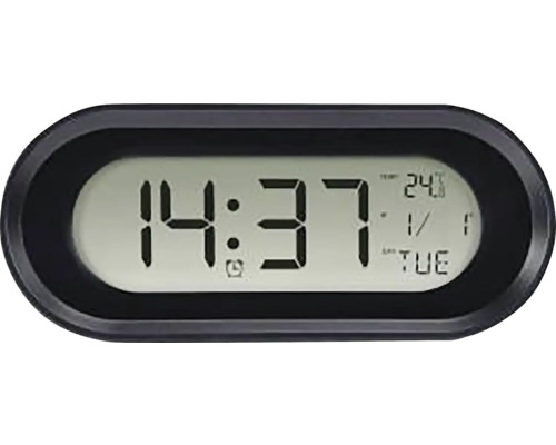 Wecker Digital Samos mit Thermometer und Datum schwarz 15x6,3 cm