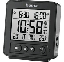 Funkwecker Digital Rhodos mit Thermometer und Datum schwarz 9x10 cm