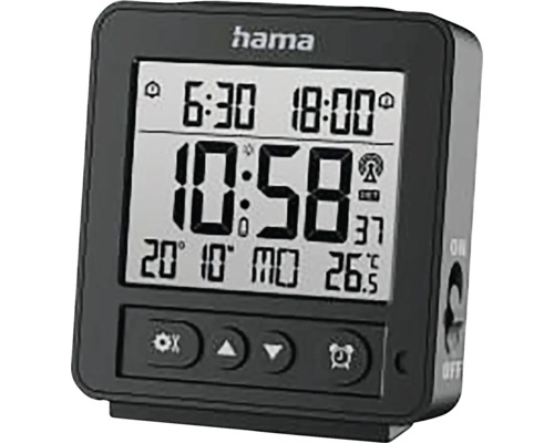 Funkwecker Digital Rhodos mit Thermometer und Datum schwarz 9x10 cm