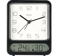 Wecker Analog Prag mit Thermometer und Hygrometer geräuschlos schwarz 9,5x12,5 cm