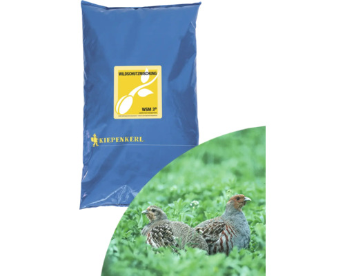Wildacker Kiepenkerl Wildschutzmischung WSM 3 10 kg Kiepenkerl Wildschutzmischung Samenpackung mit Abbildung von Rebhühnern