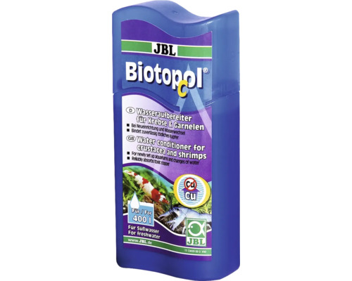Wasseraufbereiter JBL Biotopol C für Krebse und Garnelen födert Panzerwuchs und Mineralzufuhr für Häutung 100ml JBL Biotopol C Wasseraufbereiter für Krebse und Garnelen, geeignet für 400 Liter Süßwasser
