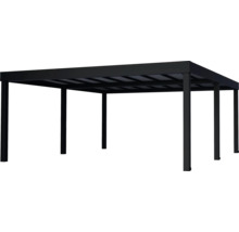 Schwarzer Carport mit Flachdach