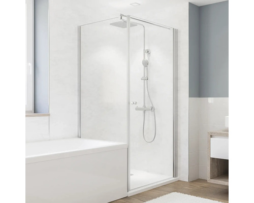 Badewannen-Seitenwand für Drehtür BREUER Fara 5 90 x 168 cm Profil silber Klarglas Reversibel