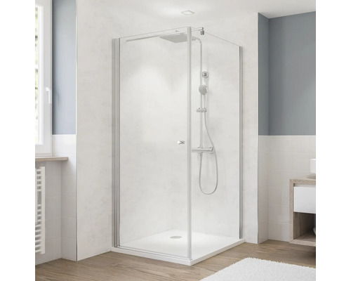 Seitenwand für Drehtür BREUER Fara 5 90 x 190 cm Profil silber Klarglas Reversibel