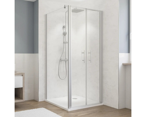 Seitenwand für Pendeltür BREUER Fara 5 80 x 190 cm Profil silber Klarglas Reversibel