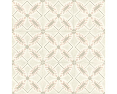Vliestapete 410273 Beachhouse Fliesen rosa Fliesenmuster mit floralem Design für Boden- und Wandgestaltung